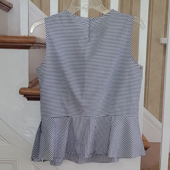 BROOKS BROTHERS Cotton Blue White Striped Peplum Top Size 10P - Picture 3 of 10